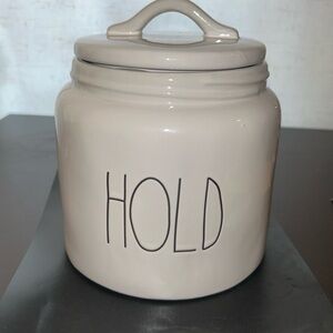 Rae Dunn “Hold” canister / Jar 7”